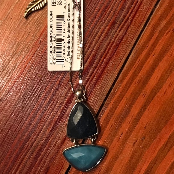 Jessica Simpson Multi Blue Two Stone Necklace - Picture 6 of 6